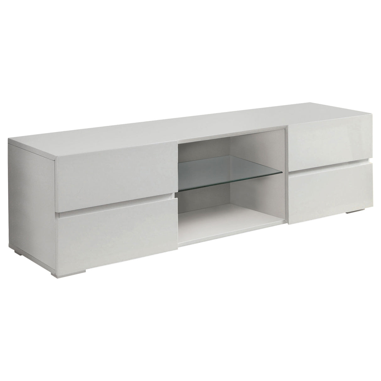 Galvin 4-Drawer Tv Console Glossy White