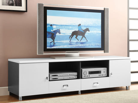 Burkett White High Gloss 2-Door Engineered Wood 71" Tv Stand