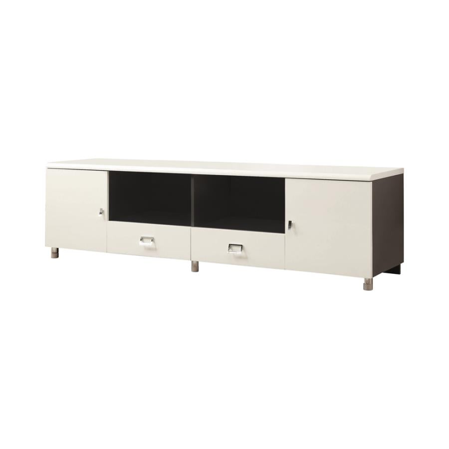 Burkett White High Gloss 2-Door Engineered Wood 71" Tv Stand