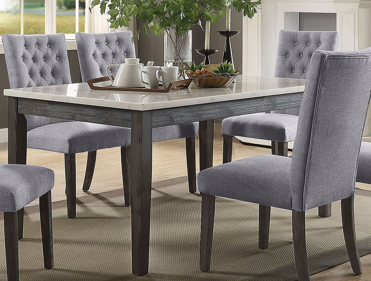 Merel White Marble and Gray Oak Dining Room Set