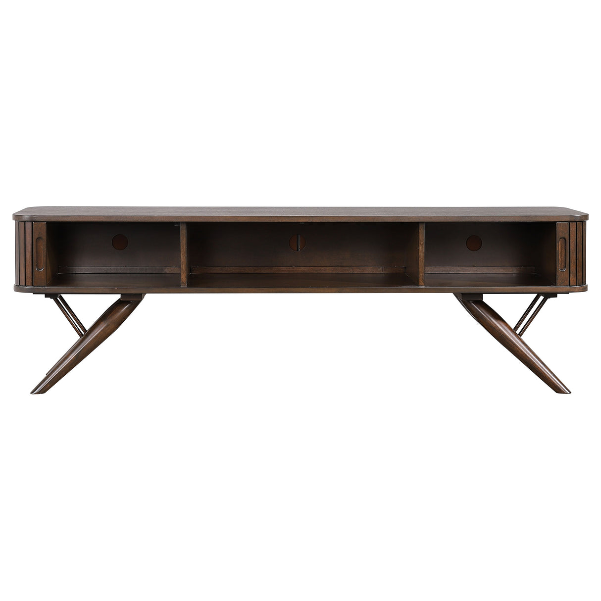 Valna Wood 71" TV Stand with Sliding Doors Walnut