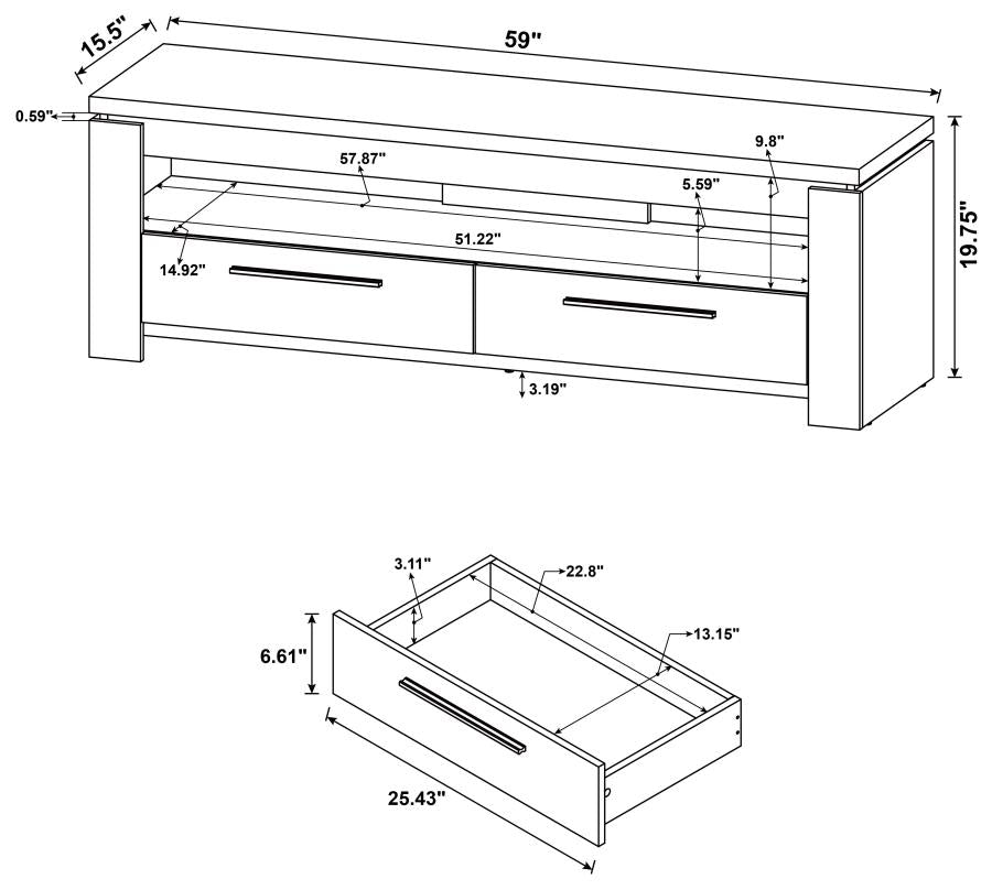 Elkton 2-Drawer Tv Console Weathered Grey