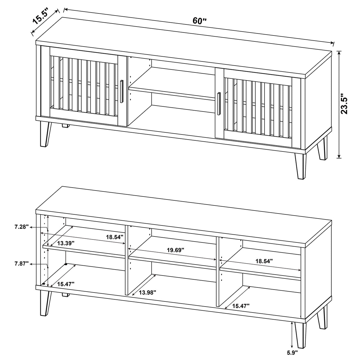 Sedona 2-door Engineered Wood 60" TV Stand Dark Pine