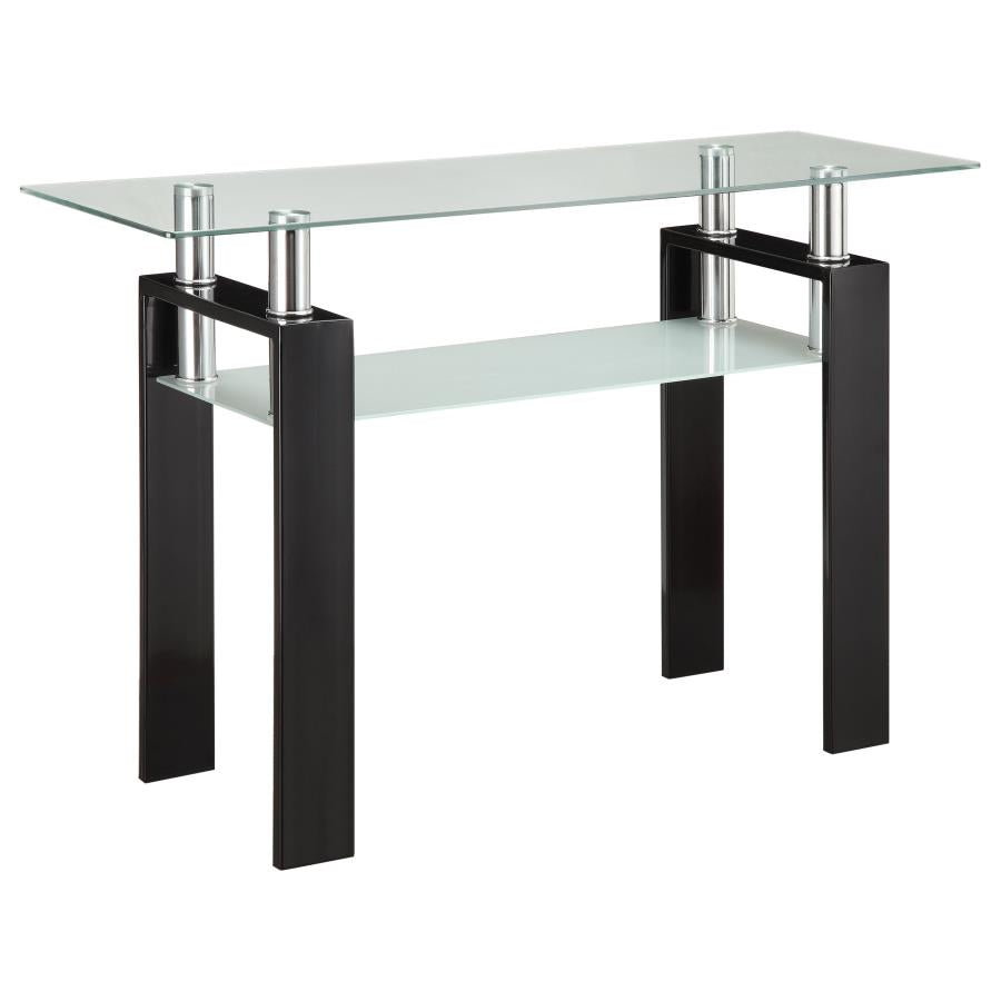 Dyer Black Rectangular Glass Top Entryway Sofa Console Table