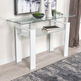 Dyer White Rectangular Glass Top Entryway Sofa Console Table