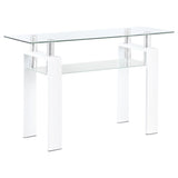 Dyer White Rectangular Glass Top Entryway Sofa Console Table