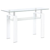 Dyer White Rectangular Glass Top Entryway Sofa Console Table