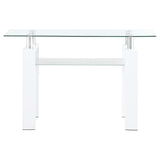 Dyer White Rectangular Glass Top Entryway Sofa Console Table