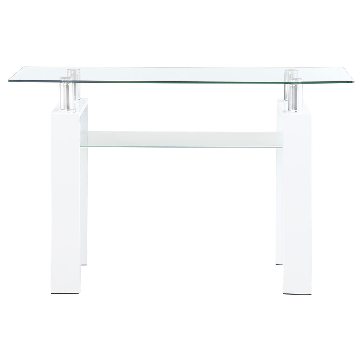 Dyer White Rectangular Glass Top Entryway Sofa Console Table