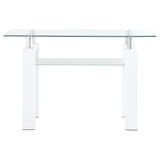 Dyer White Rectangular Glass Top Entryway Sofa Console Table