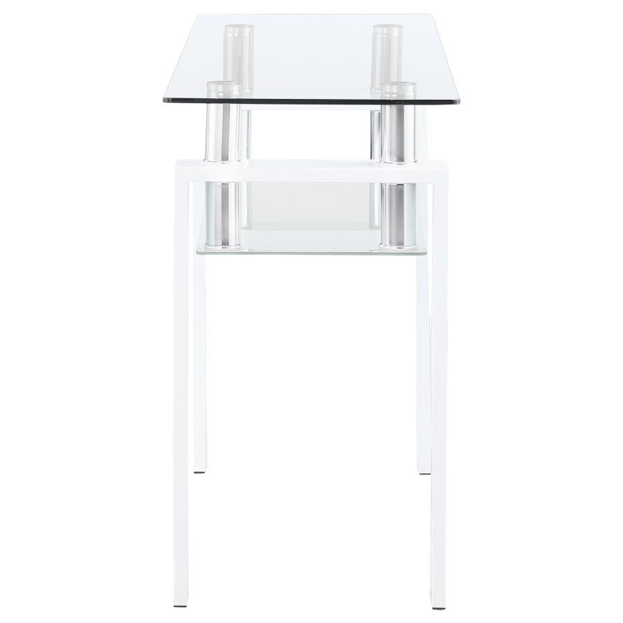 Dyer White Rectangular Glass Top Entryway Sofa Console Table