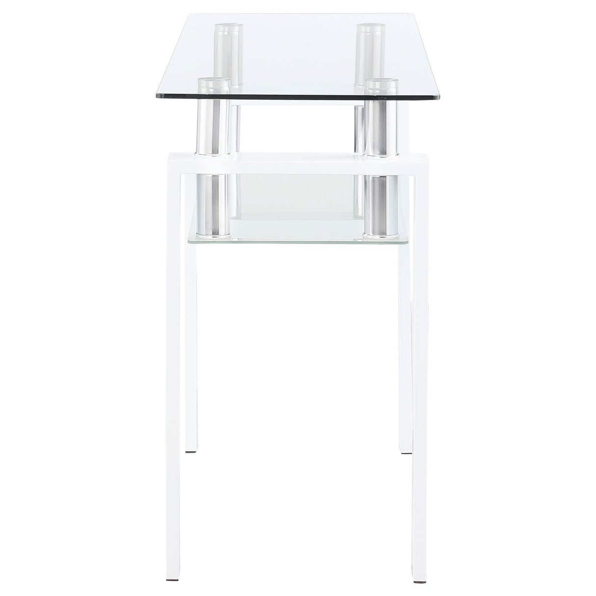 Dyer White Rectangular Glass Top Entryway Sofa Console Table