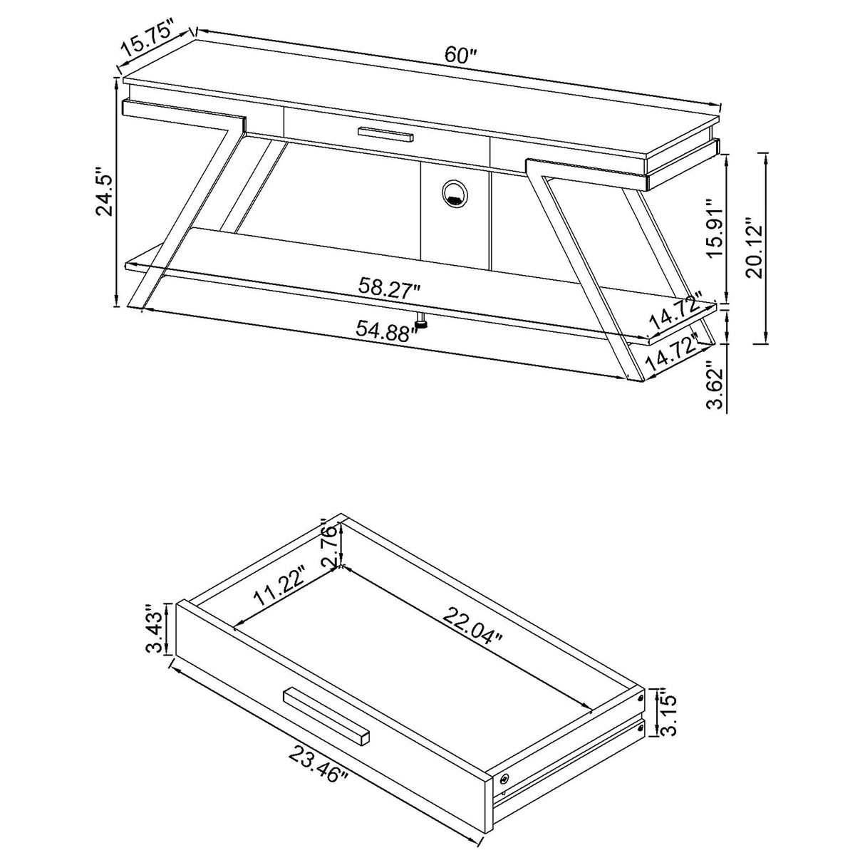 Marcia 1-drawer Wood 60" TV Stand White High Gloss