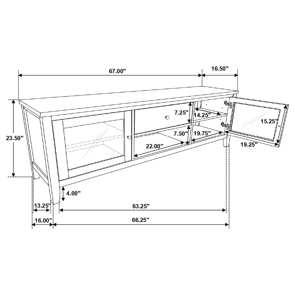 Hollis White 3-Piece 67" Tv Stand Entertainment Center