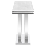 Kerwin Polished Stainless Steel U-Base Stone Top Entryway Sofa Console Table Chrome