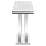 Kerwin Polished Stainless Steel U-Base Stone Top Entryway Sofa Console Table Chrome