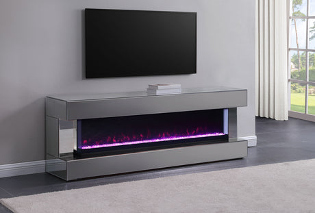 Vallerie Grey 71" Tv Stand With Visual Flame Box Mirror