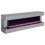 Vallerie Grey 71" Tv Stand With Visual Flame Box Mirror