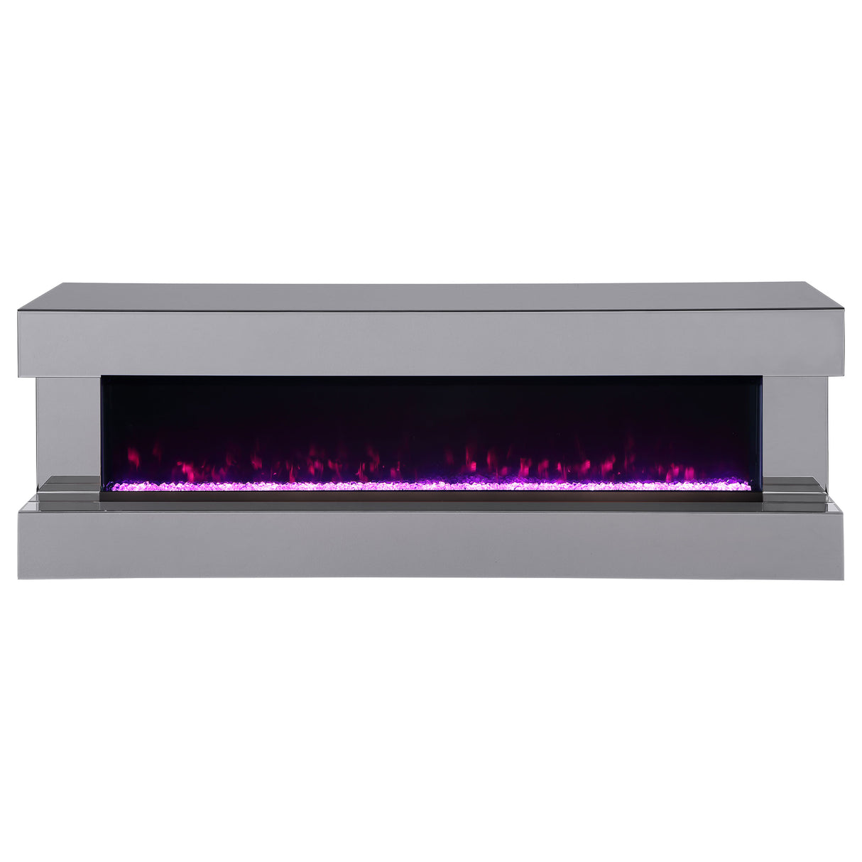 Vallerie Grey 71" Tv Stand With Visual Flame Box Mirror