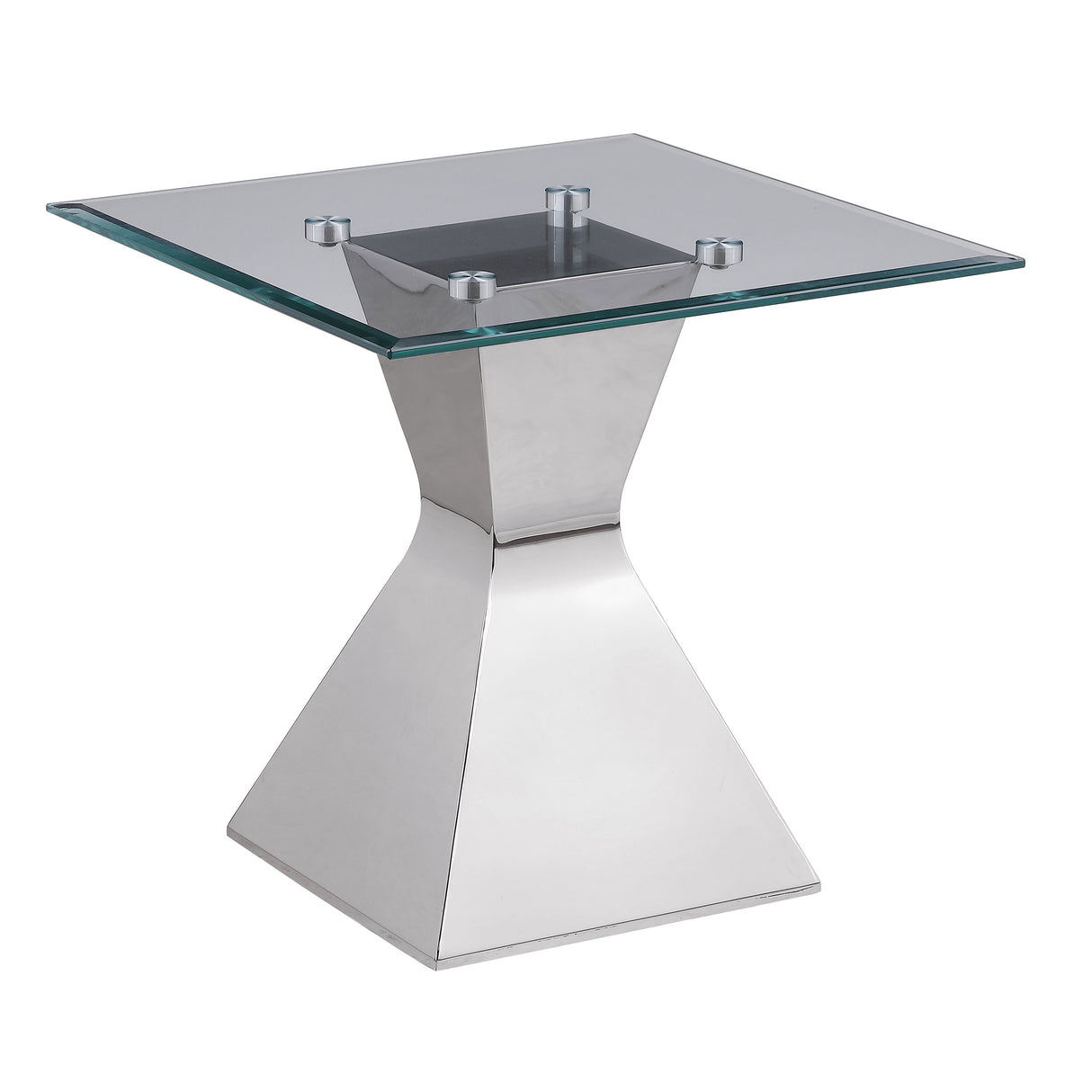 Jenny Polished Chrome Glass Top Stainless Steel Side End Table