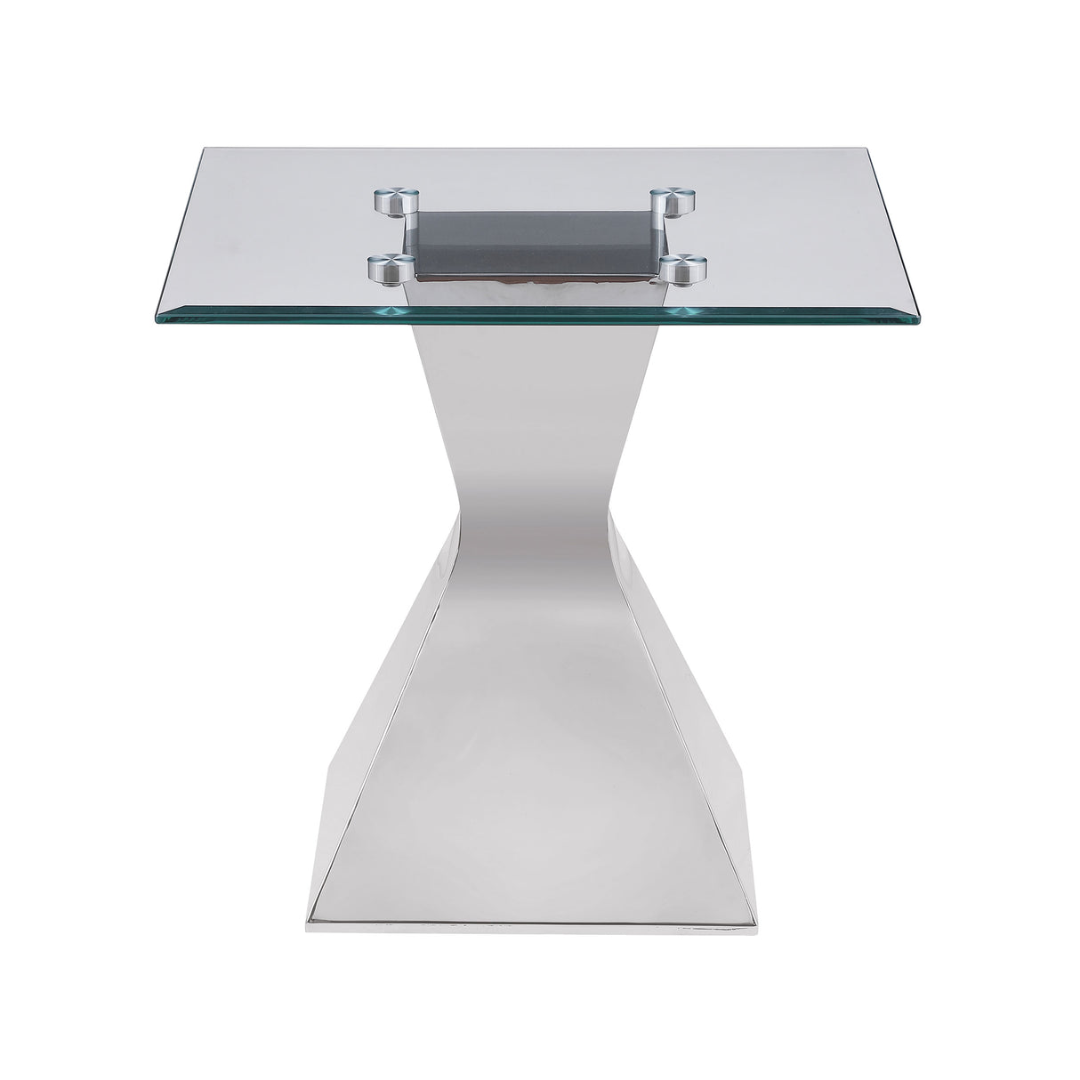 Jenny Polished Chrome Glass Top Stainless Steel Side End Table