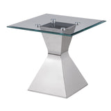 Jenny Polished Chrome Glass Top Stainless Steel Side End Table