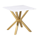 Visalia Gold Faux Marble Top Stainless Steel End Table