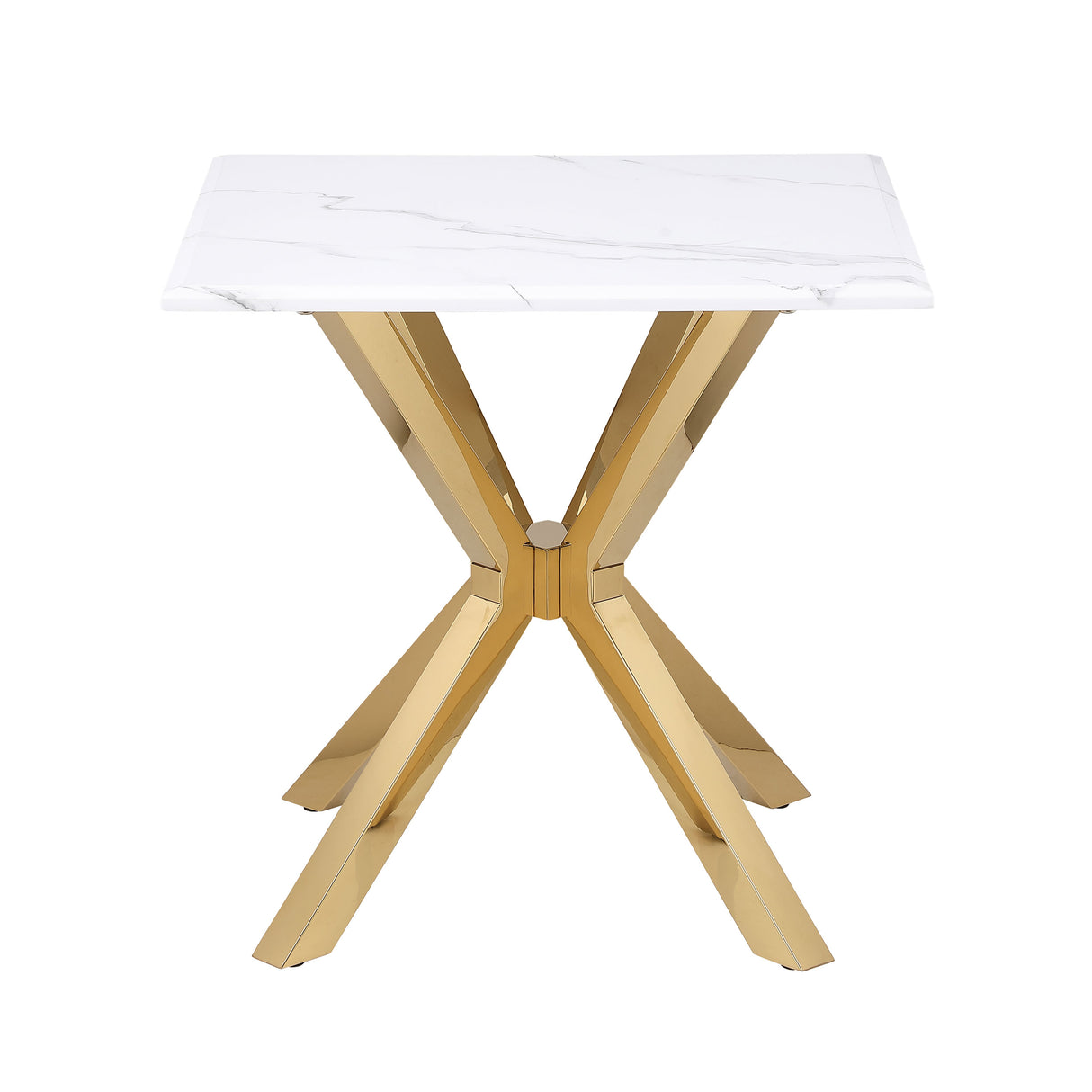 Visalia Gold Faux Marble Top Stainless Steel End Table