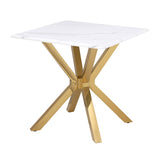 Visalia Gold Faux Marble Top Stainless Steel End Table