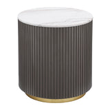 Jason Round Marble Top Side End Table White and Charcoal