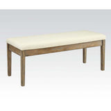 Claudia Beige Linen & Salvage Brown Finish Bench