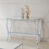 Saide Rectangular Sofa Table With Mirrored Shelf Chrome