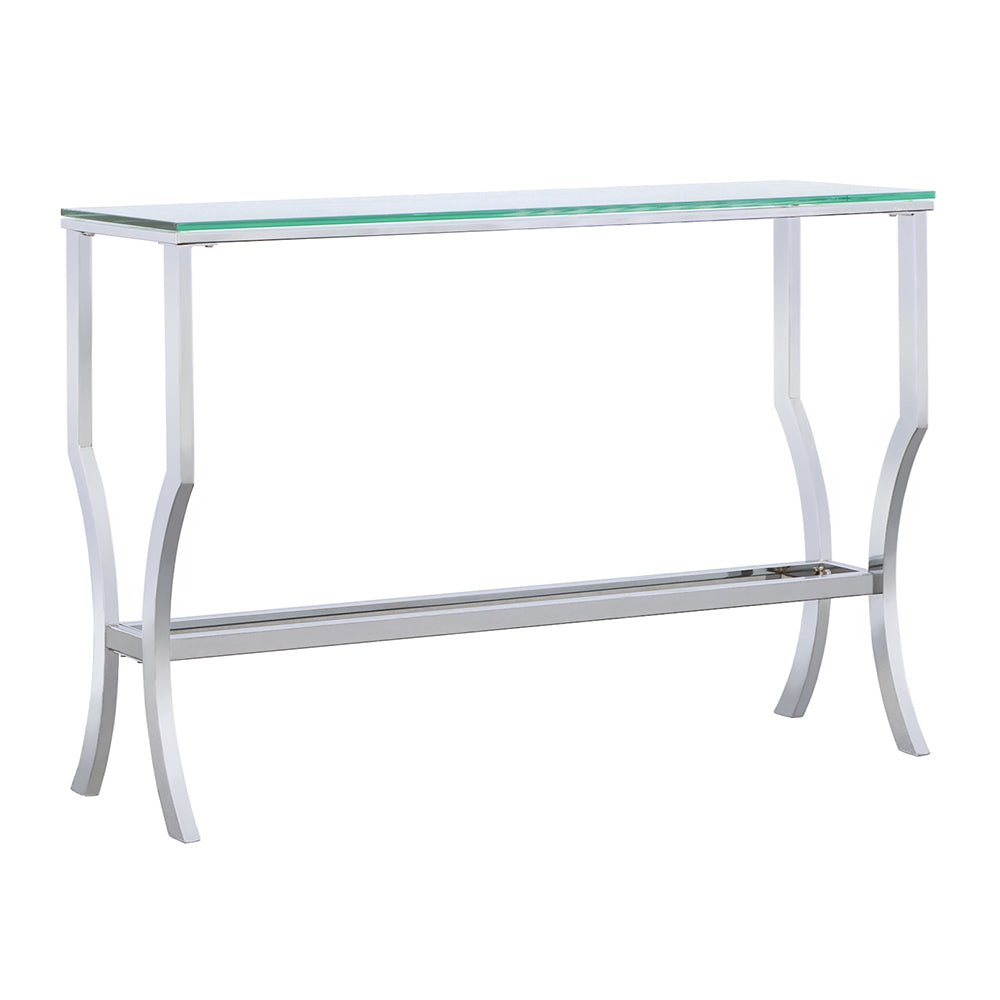 Saide Rectangular Sofa Table With Mirrored Shelf Chrome