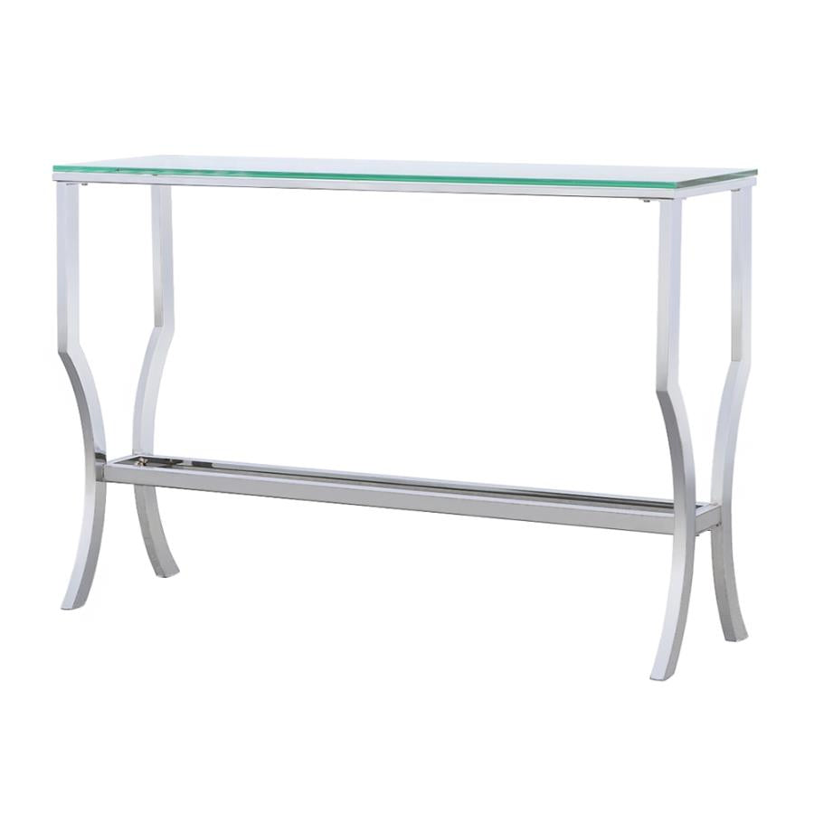 Saide Rectangular Sofa Table With Mirrored Shelf Chrome