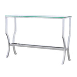 Saide Rectangular Sofa Table With Mirrored Shelf Chrome