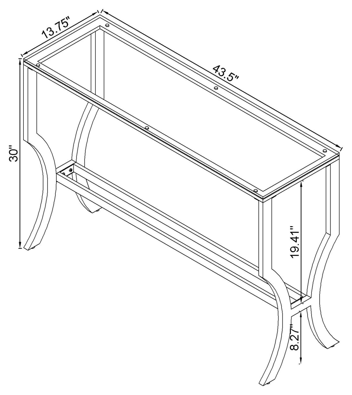 Saide Rectangular Sofa Table With Mirrored Shelf Chrome