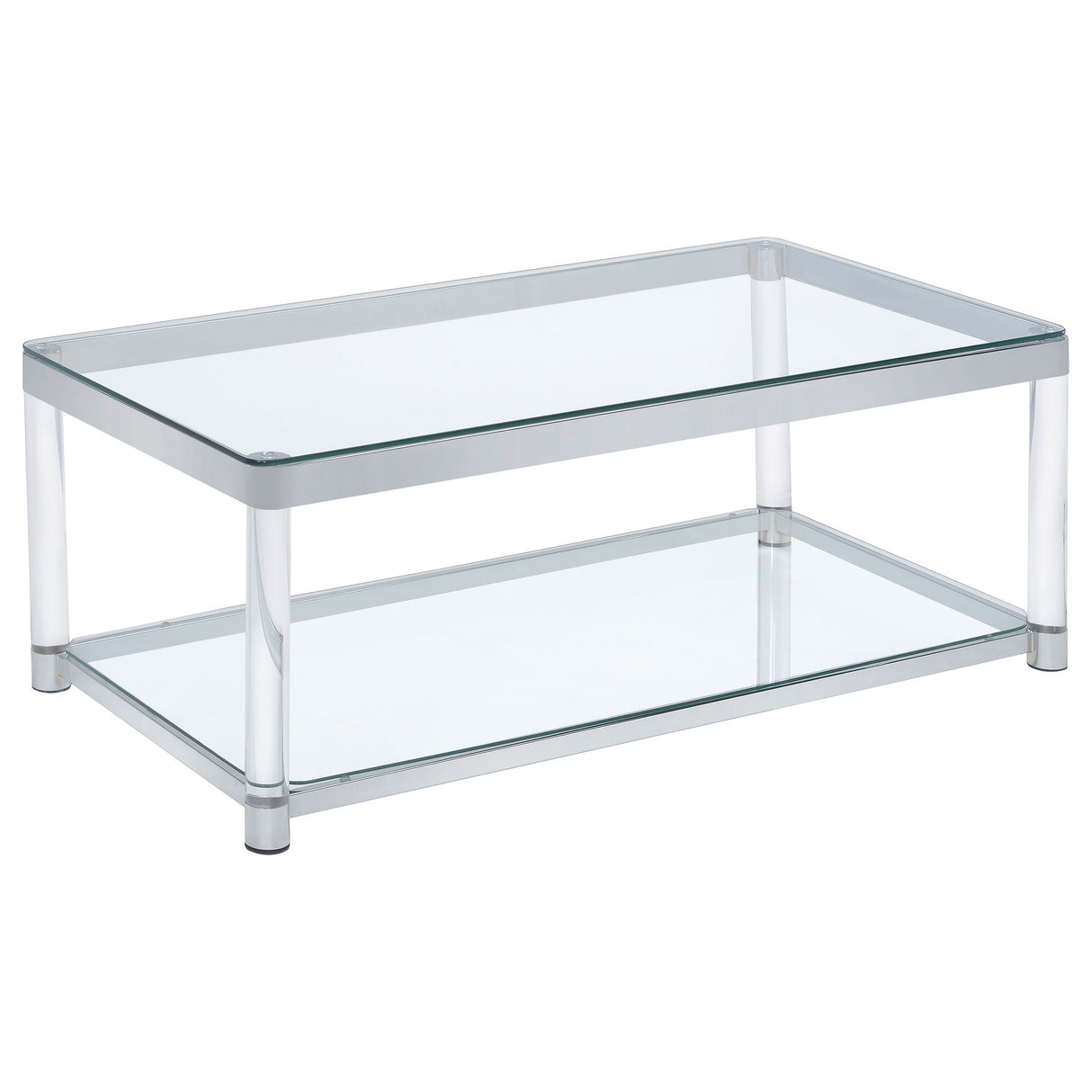 Anne Coffee Table With Lower Shelf Chrome And Clear