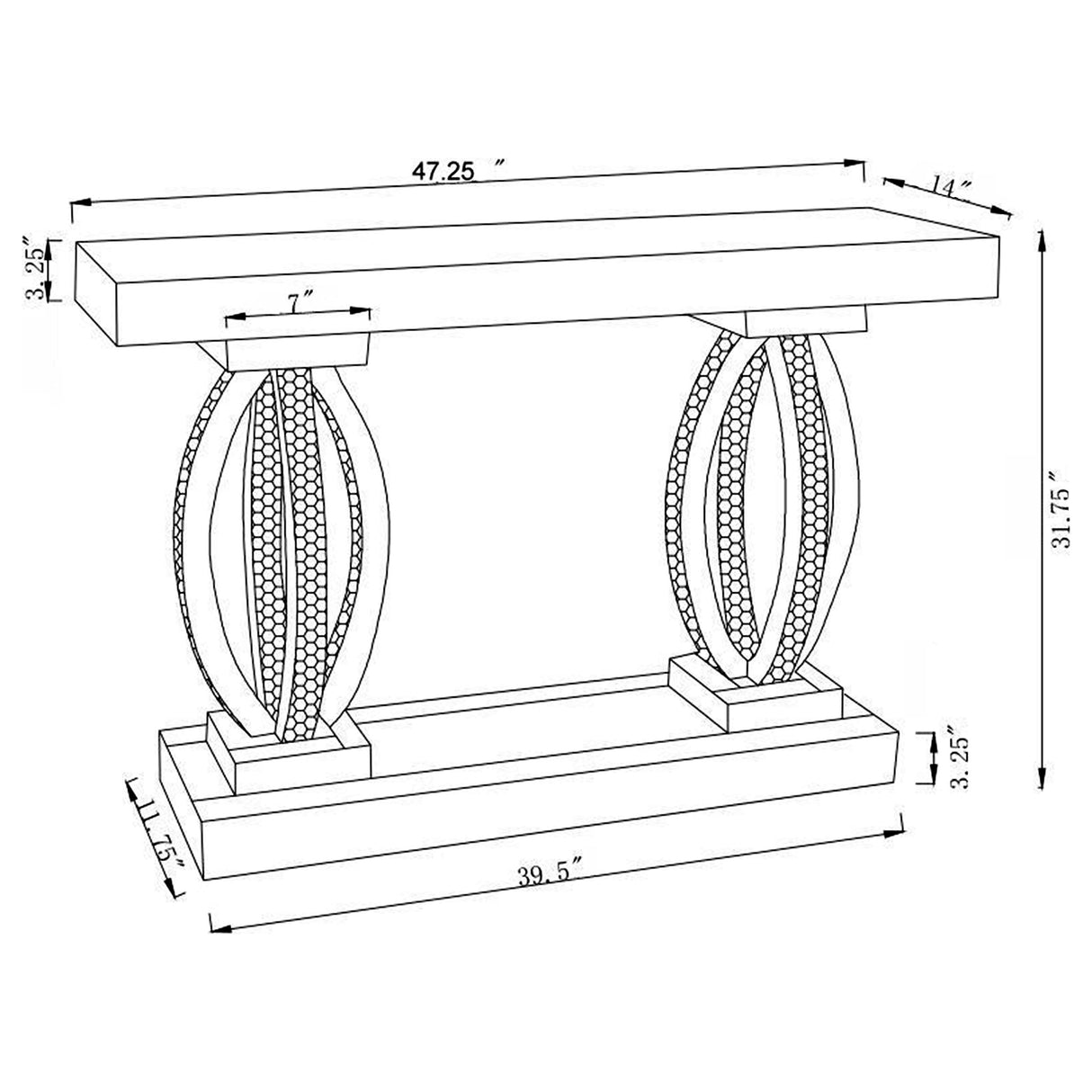 Amalia Mirror Ed Acrylic Entryway Sofa Console Table Silver