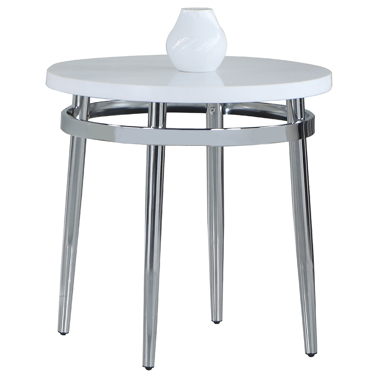 Avilla Round End Table White And Chrome