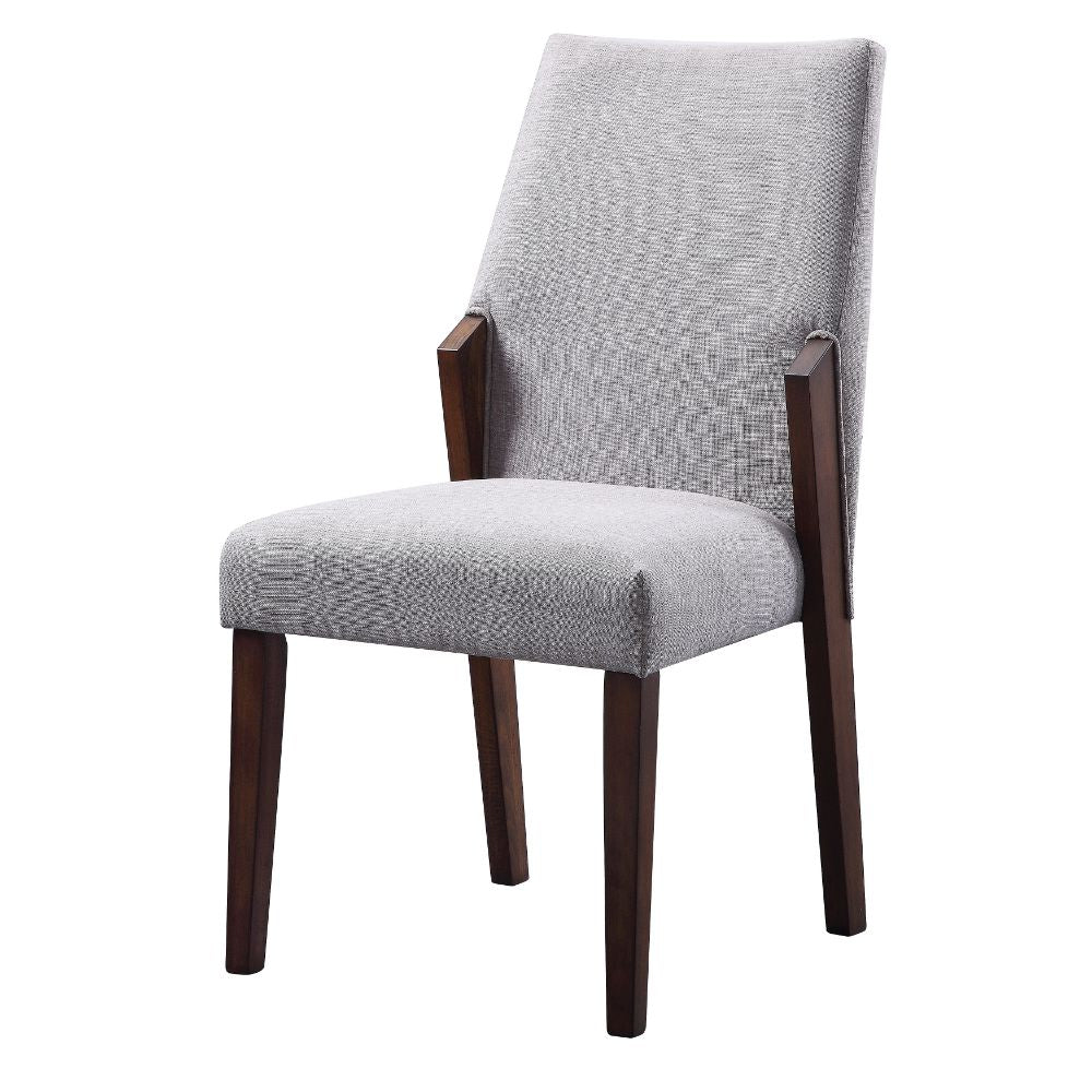 Benoit Gray Fabric & Brown Finish Side Chair (2Pc)