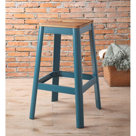 Jacotte Natural & Teal Finish Bar Stool