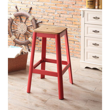 Jacotte Natural & Red Finish Bar Stool