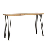 Zander Natural Solid Wood Top Console Table And Matte Black