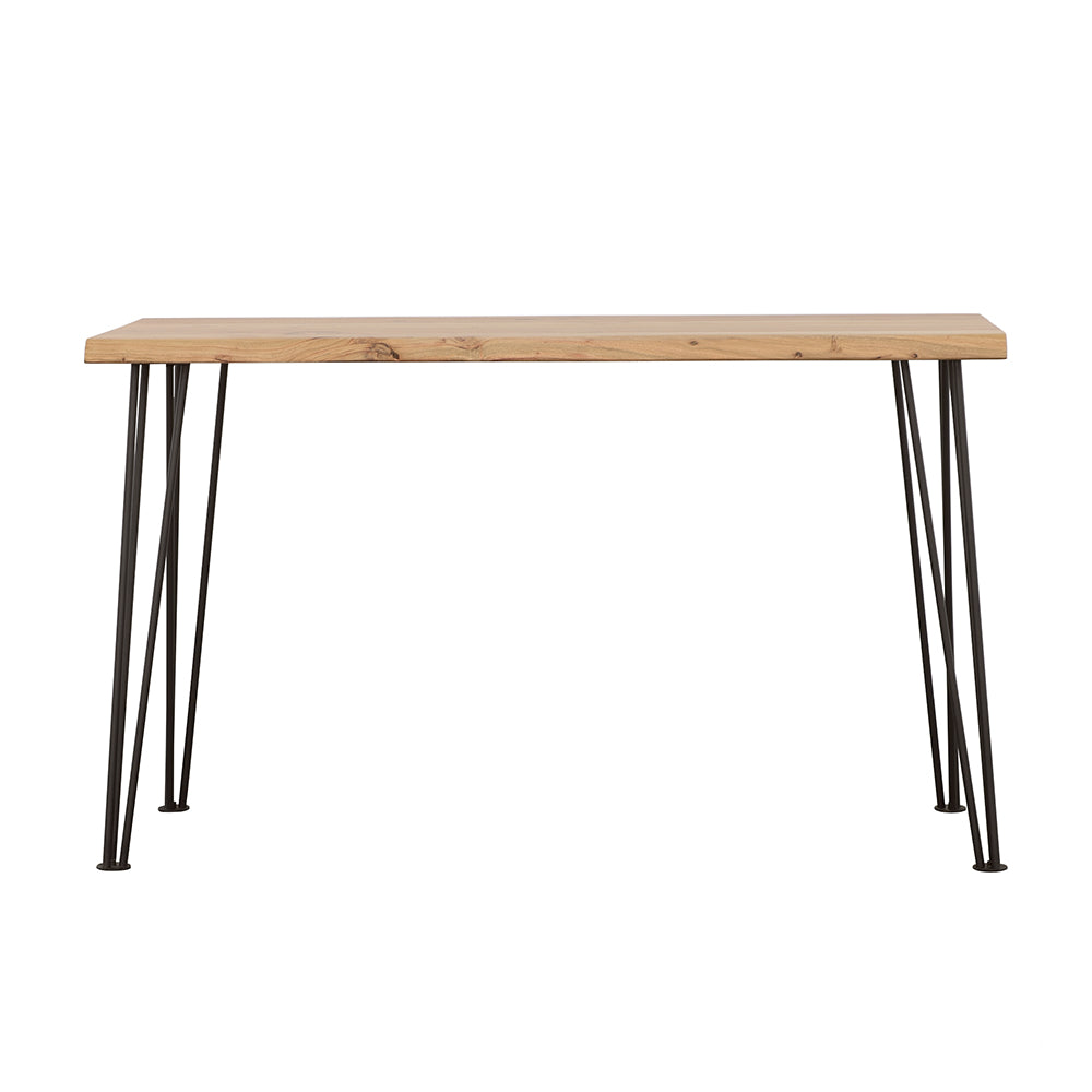 Zander Natural Solid Wood Top Console Table And Matte Black