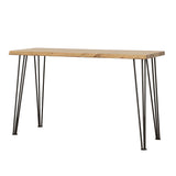 Zander Natural Solid Wood Top Console Table And Matte Black