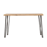 Zander Natural Solid Wood Top Console Table And Matte Black