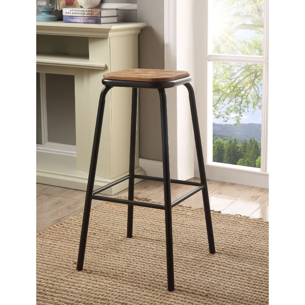 Scarus Natural & Black Finish Bar Stool (2Pc)