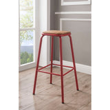 Scarus Natural & Red Finish Bar Stool (Set-2)