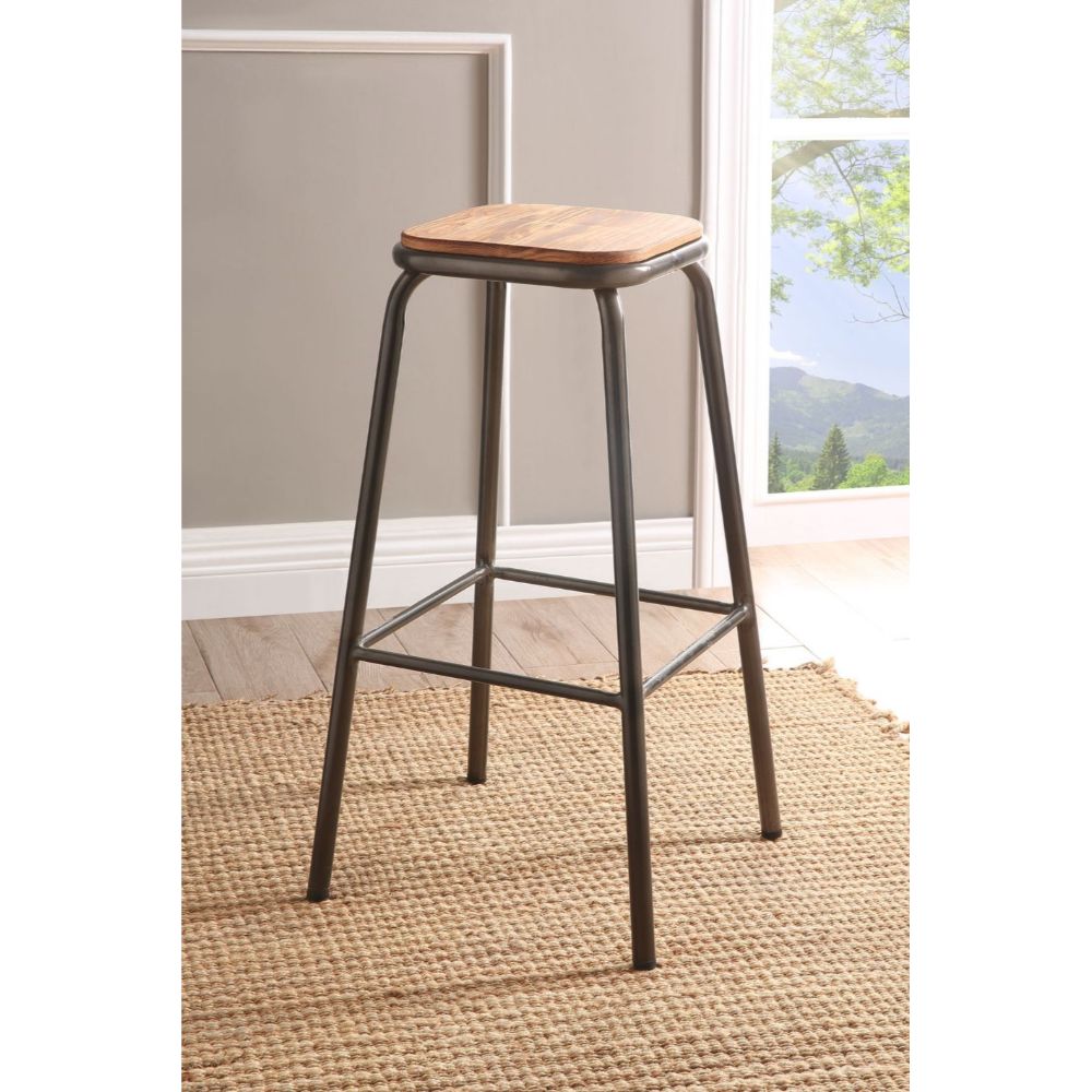 Scarus Natural & Gunmetal Finish Bar Stool (2Pc)