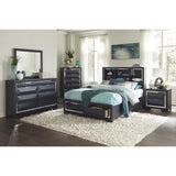 Rosemont Midnight Blue California King Platform Bed With Footboard Storage